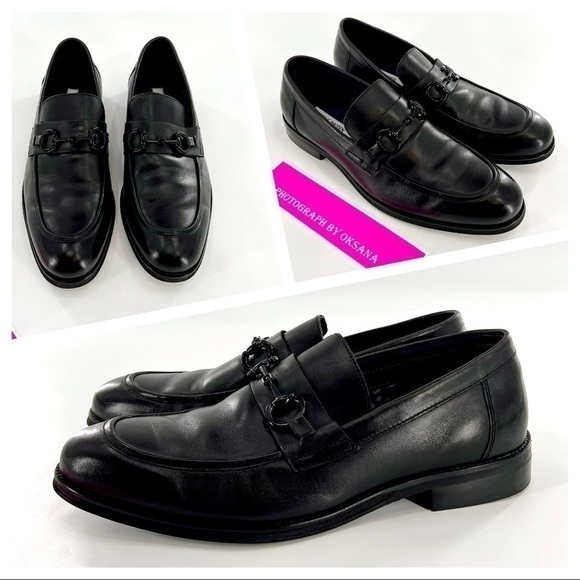 STEVE MADDEN P-CARTUR MENS BLACK LEATHER SLIP ON CASUAL LOAFERS SHOES size 11.5 - Picture 1 of 12